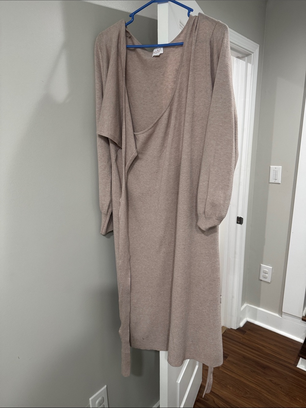 Isabel Maternity by Ingrid & Isabel Taupe Long Sleeve Knit Hooded Dress